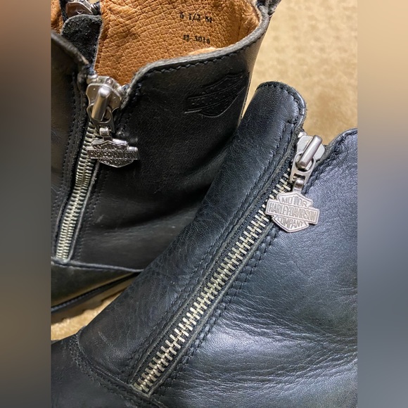 Harley Davidson biker boots black leather double zip chunky size 6.5 like new! - Picture 11 of 16